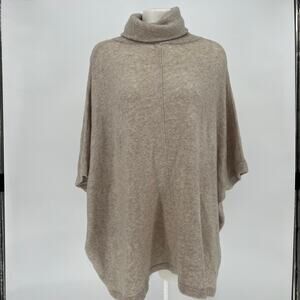 Caslon Cowl Neck Knit Poncho Sweater XS/S Taupe Oversized Cozy Casual Minimalist